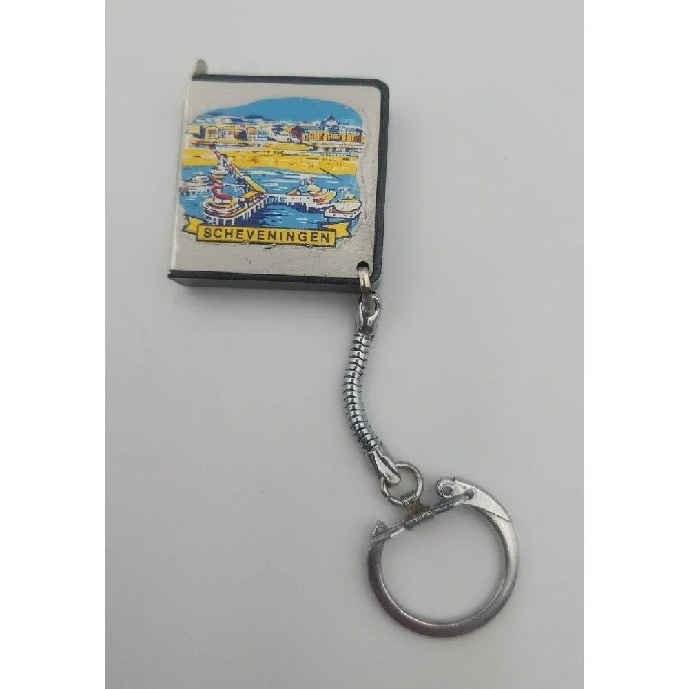 Vintage Scheveningen Holland Netherlands Souvenir measuring tape‎ ruler keyring